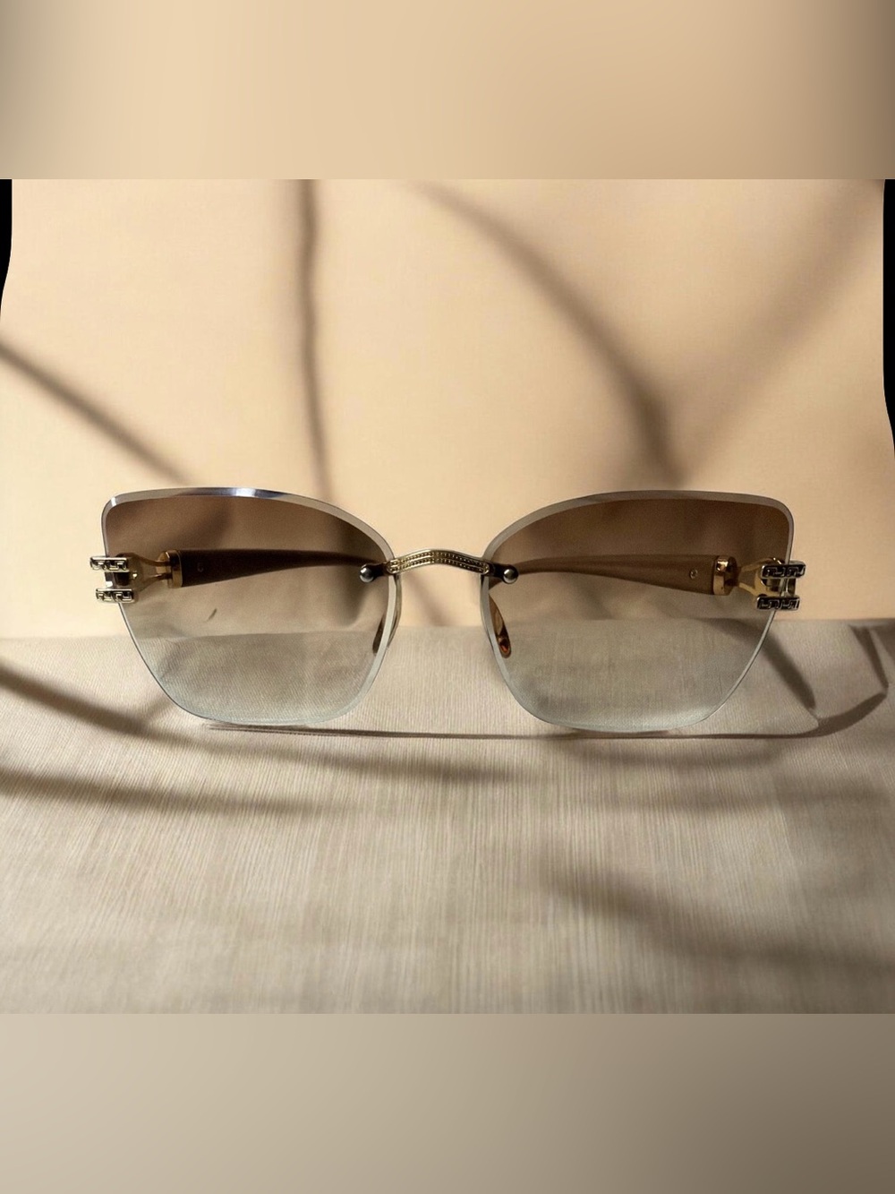 Rimless Gradient Brown Women's Sunglasses